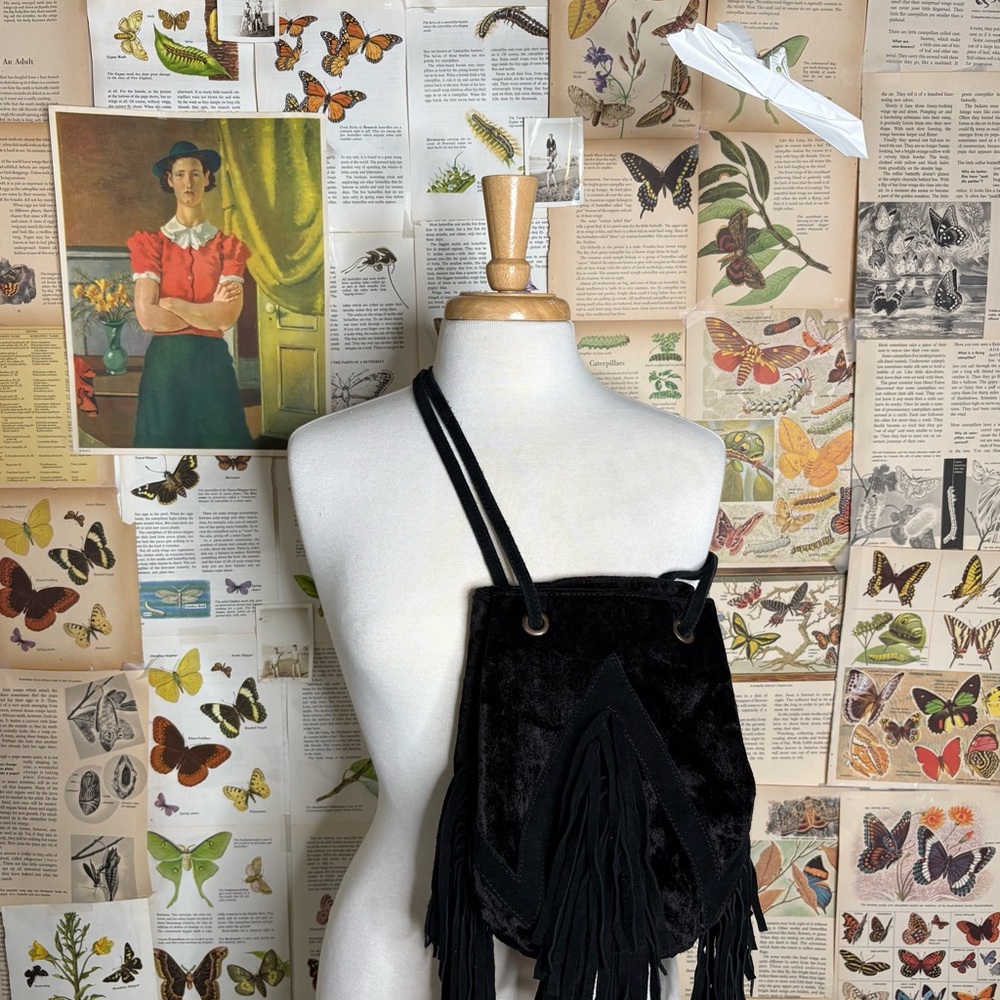 Cost Plus World Market Black Fringe Shoulder Bag